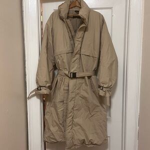 Tan Puffer Coat with Belt